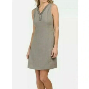 Lina Tomei Sleeveless Linen Embellished Dress Size Medium